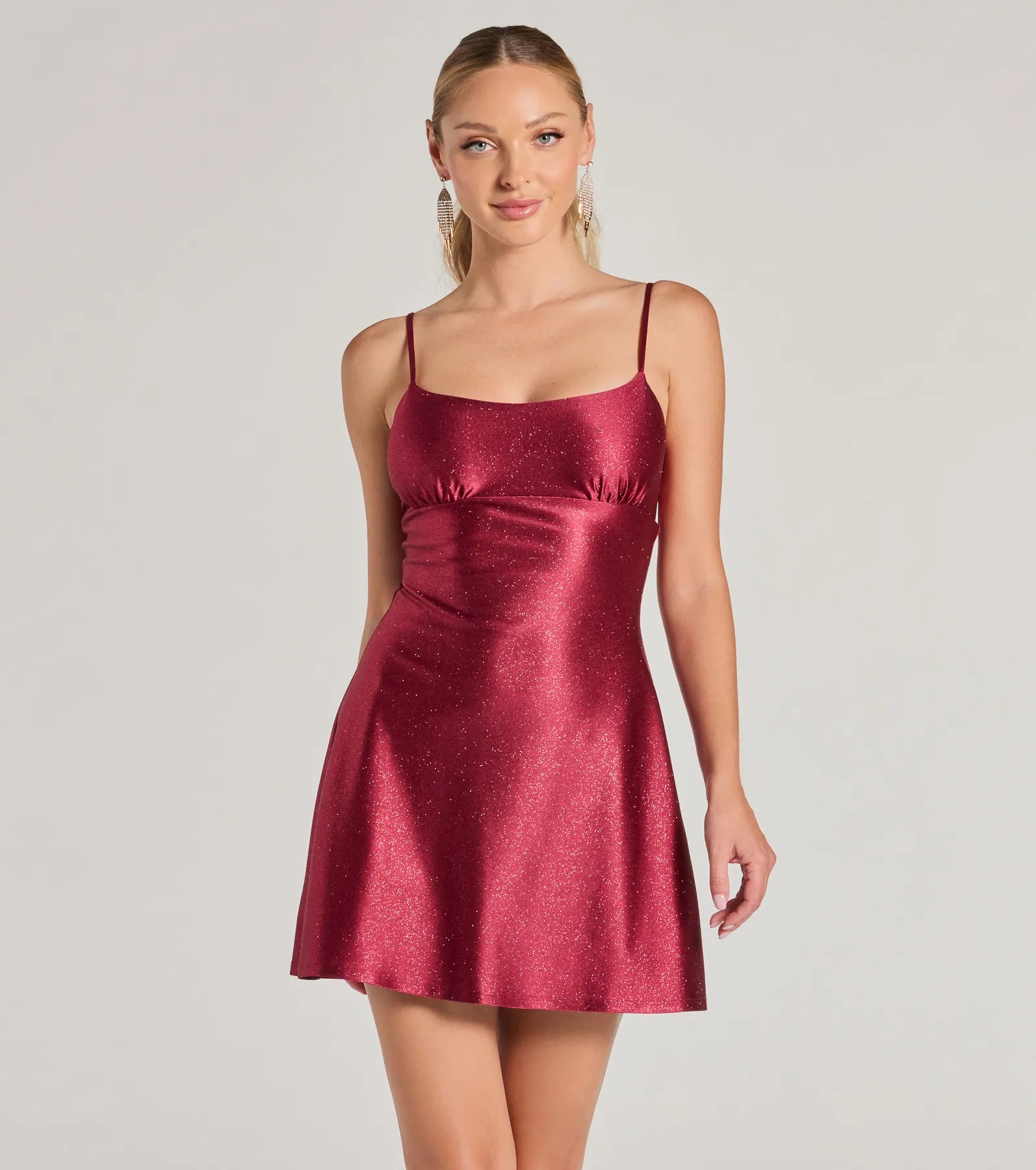 Glistening Beauty Glitter Satin Mini Dress