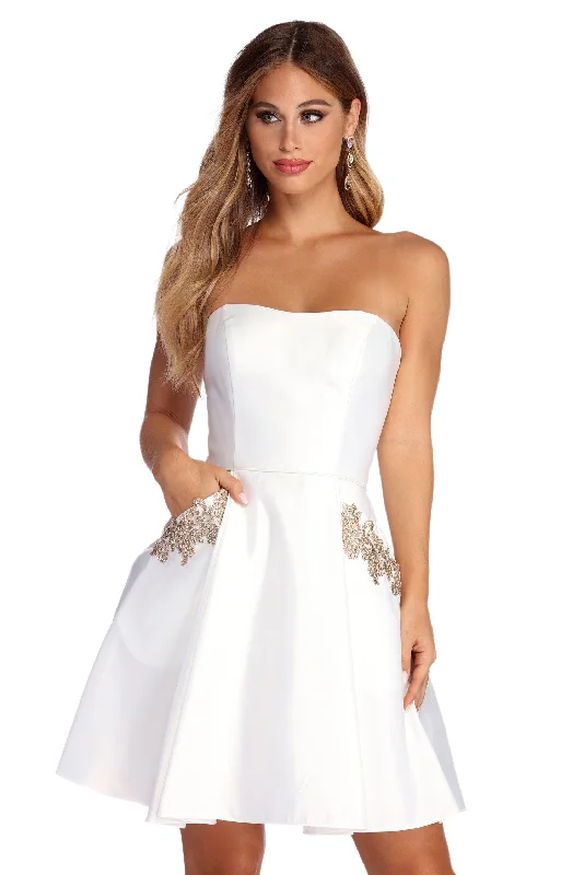 Rose Formal Satin Party Dress