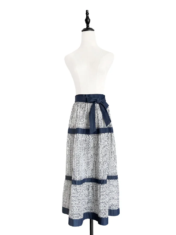 Surprise Sale! Blue Wavey Denim Tiered Midi Skirt