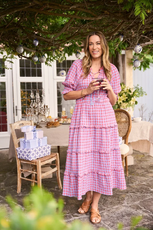 Cotton Gingham Tiered Dress