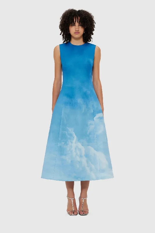 Leo Lin Cleo Sleeveless Midi Dress - Aerial Print