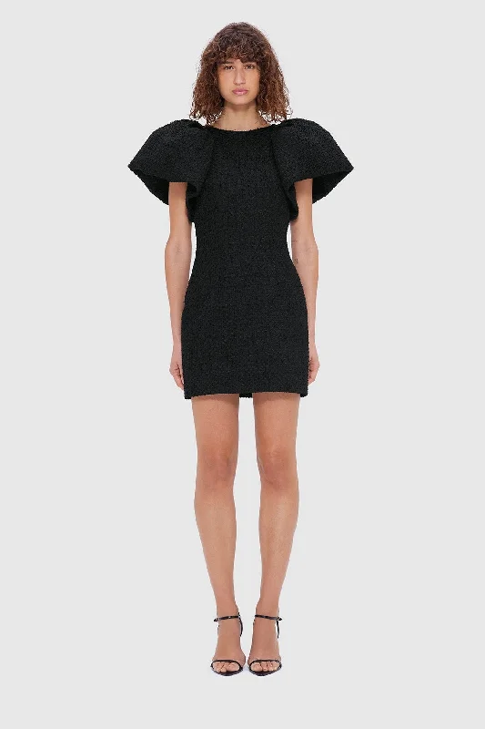 Leo Lin Dana Tweed Mini Dress - Ebony