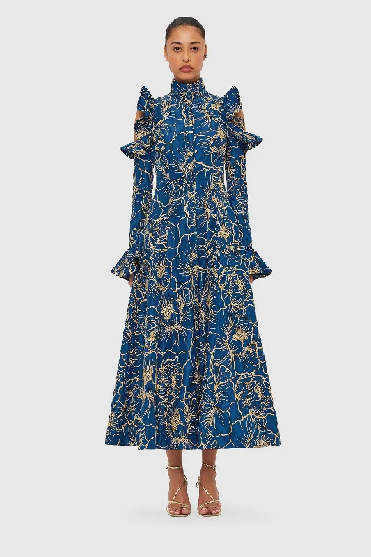 Leo Lin Ezra Midi Dress - Marine Blue