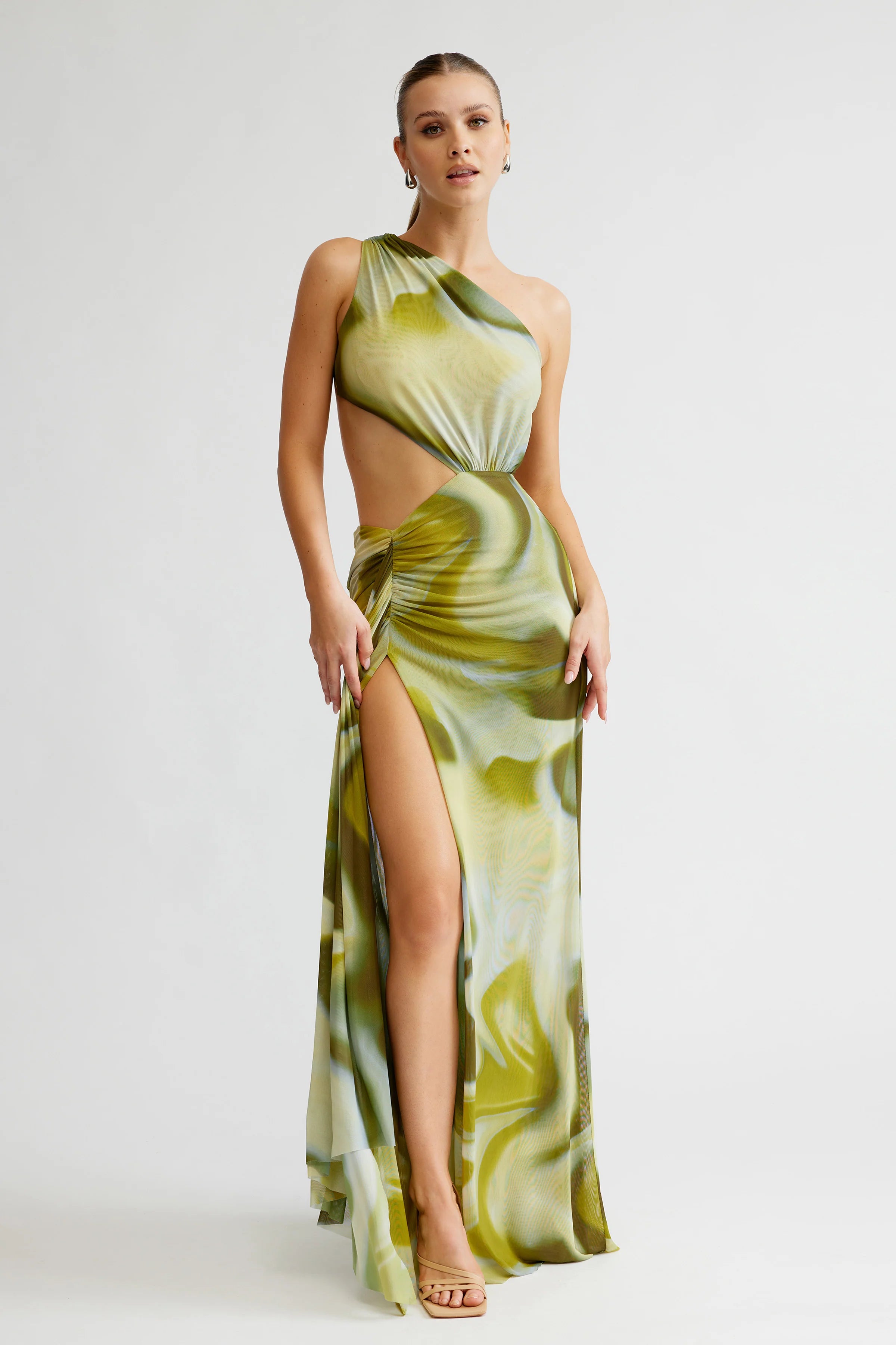 Lexi Zaniah Dress - Sage Liquify Print