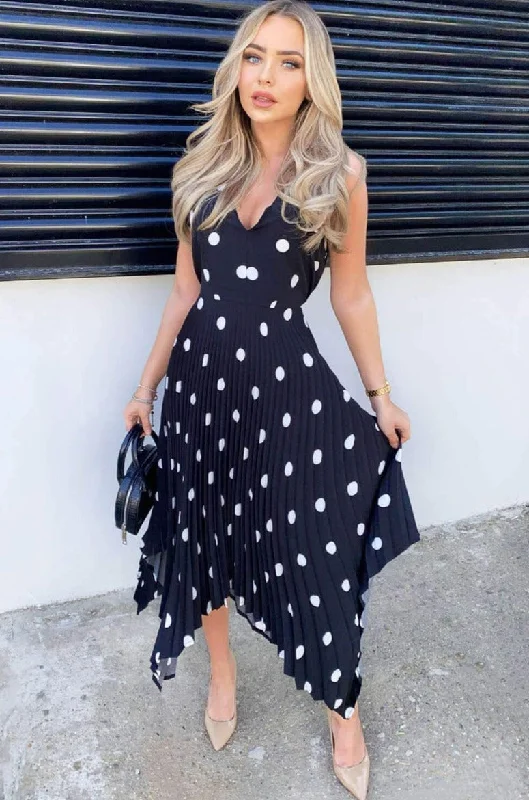 Orlena Black Polka Dot Dress