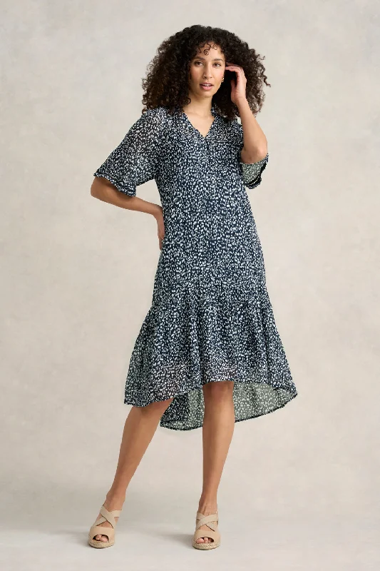 Georgette Ruffle Dress - Abstract Spot