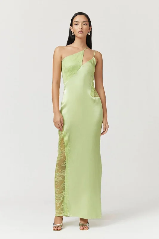 Suboo Nicky One Shoulder Maxi Dress - Green Celery