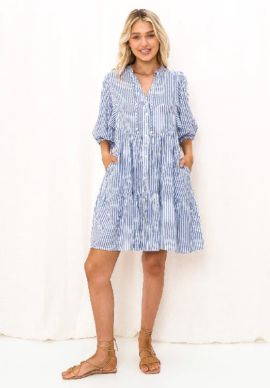 Belinda Blue and White Stripe Dress