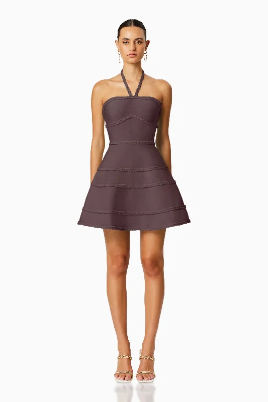 Arbor Mini Flare Dress In Brown