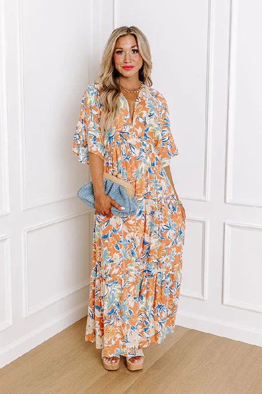 Blossom Breeze Floral Maxi In Persimmon