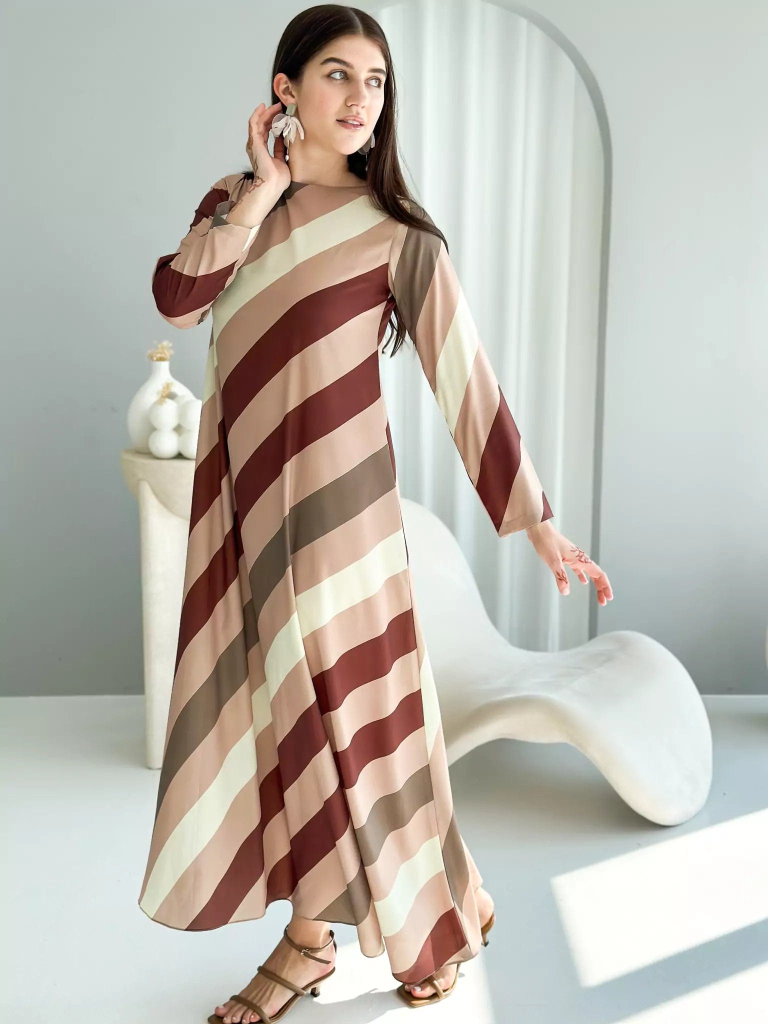 Caffeine Stripes Long Dress