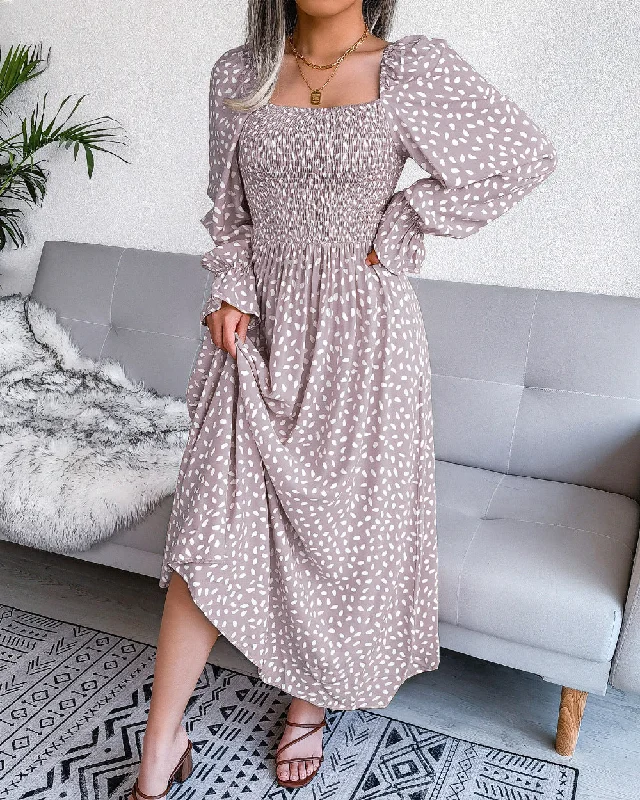 Energetic Smocked Floral Maxi Dress