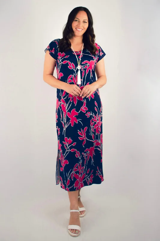 Hot Print Short Sleeve Jersey Maxi Dress