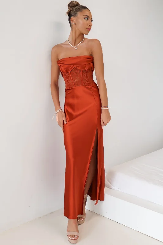 Jolene Formal Gown - Rust Brown