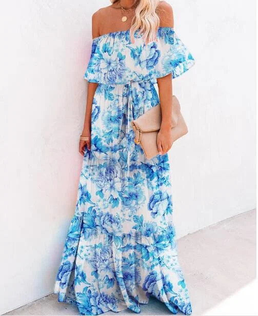 Levy Floral Off The Shoulder Maxi Dress