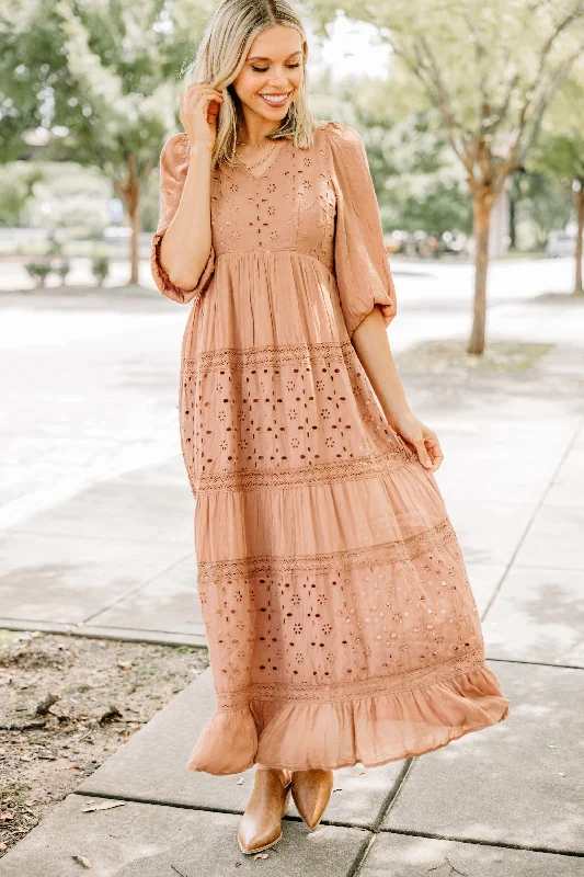 Live Your Best Life Clay Orange Eyelet Maxi Dress