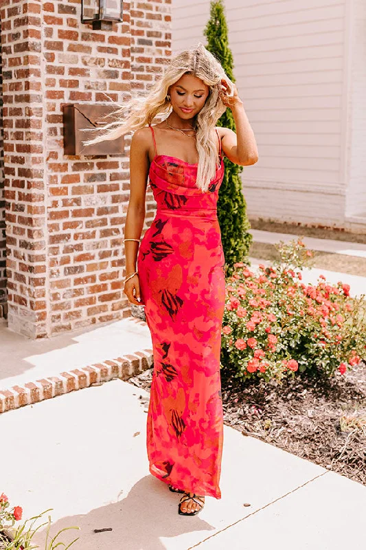 Luxe Living Mesh Maxi Dress in Dark Rose