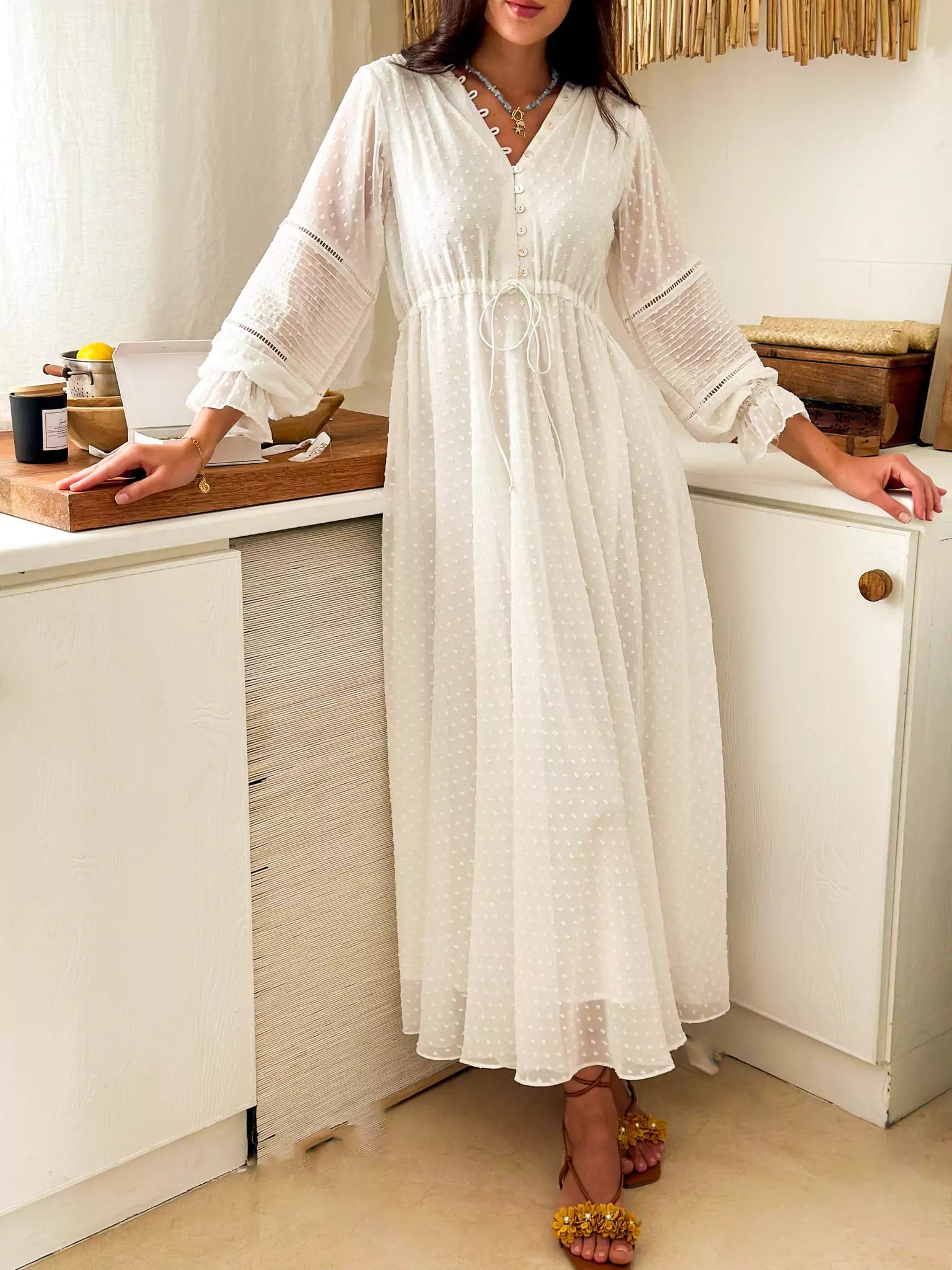 Ocean Oasis White Long Dress