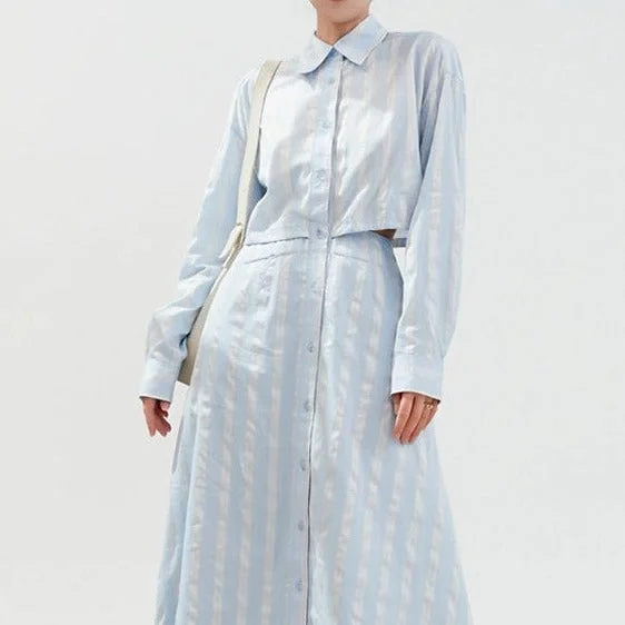 KittenAlarm - Penelope Striped Button Up Dress