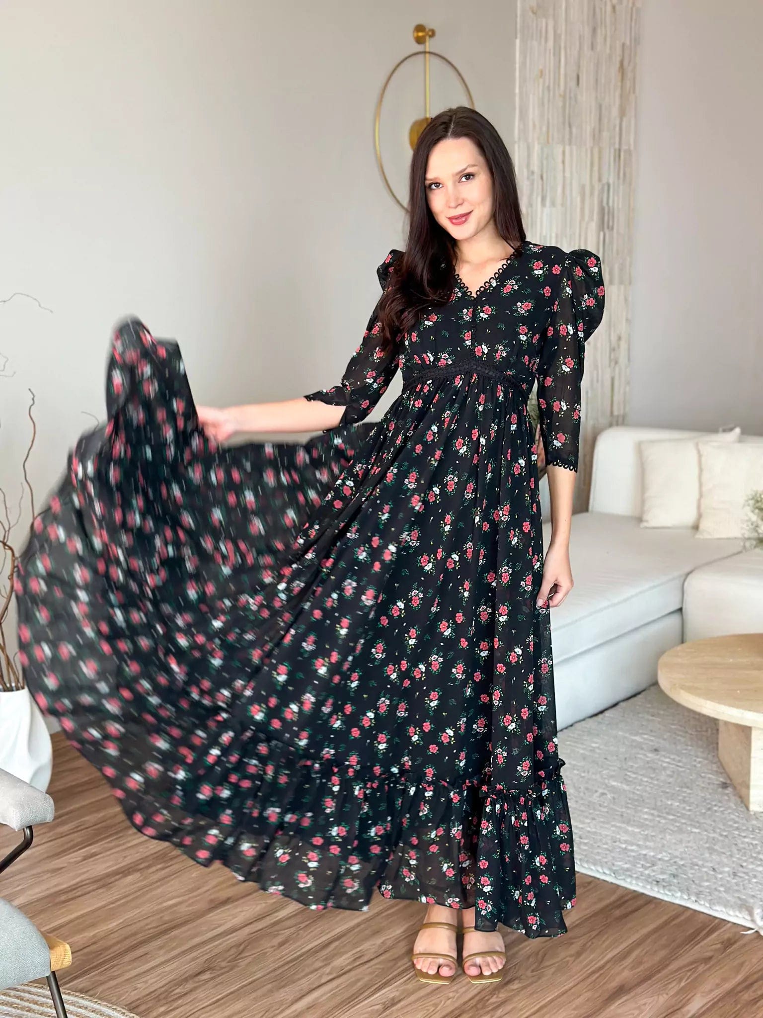 Raven Lily Floral Long Dress