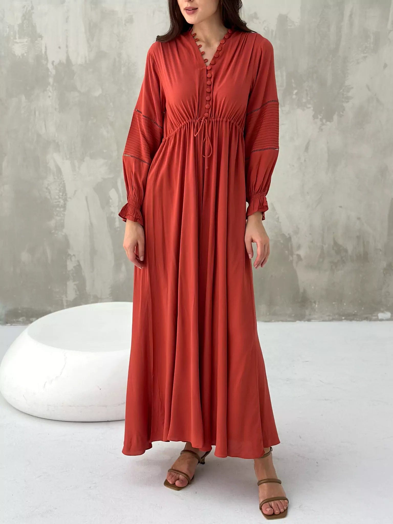 Ruston Solid Long Dress