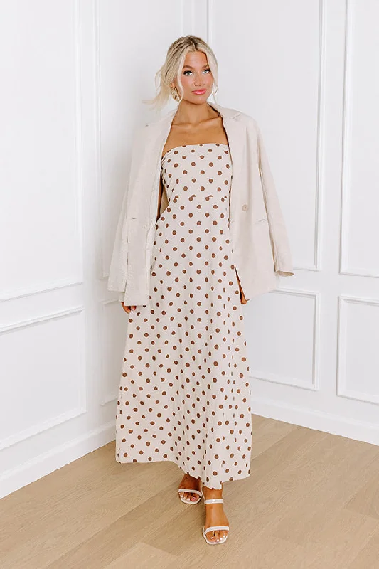 Spotted In The Vineyard Linen-Blend Maxi Dress