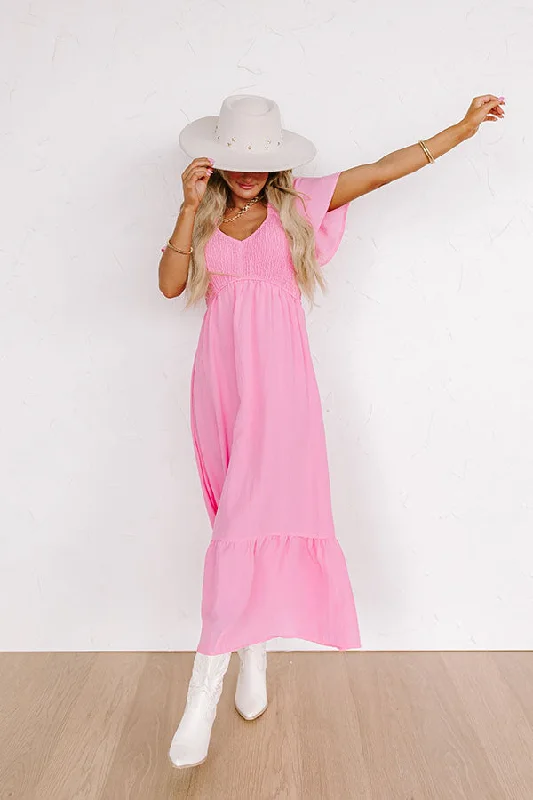 Sunny Smiles Smocked Maxi in Pink