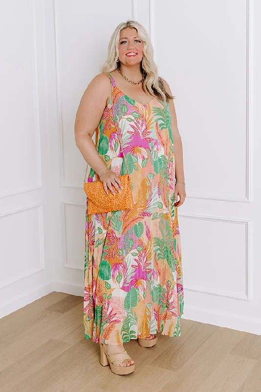 Tropical Cabana Chiffon Maxi Dress Curves