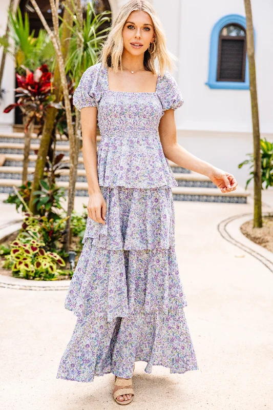 Under Clear Skies Blue Ditsy Floral Maxi Dress