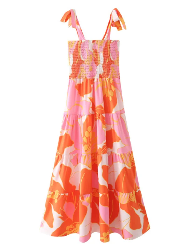 'Yanny' Floral Printed Tied Strap Maxi Dress